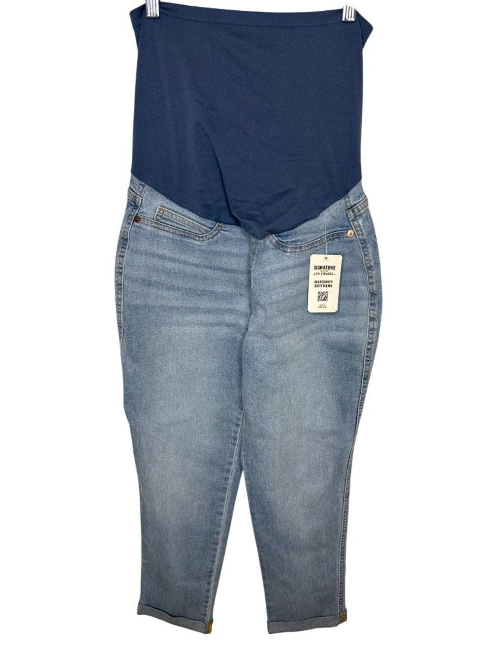 Levis Womens M Maternity Boyfriend Jeans Over Belly Stretch Denim Cuffed